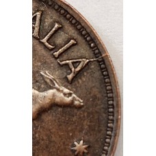 AUSTRALIA 1948Y. HALF 1/2 PENNY . VARIETY . DIE CRACKS